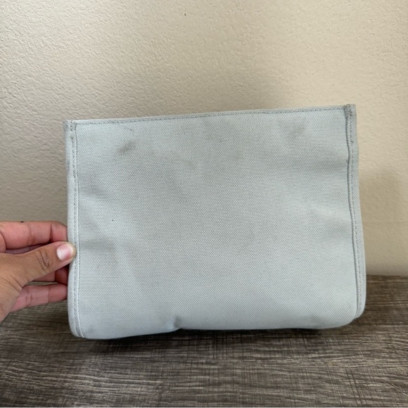 Christian Dior Beauty Gray Trousse Canvas Pouch Cosmetic Makeup Bag New - Picture 4 of 13
